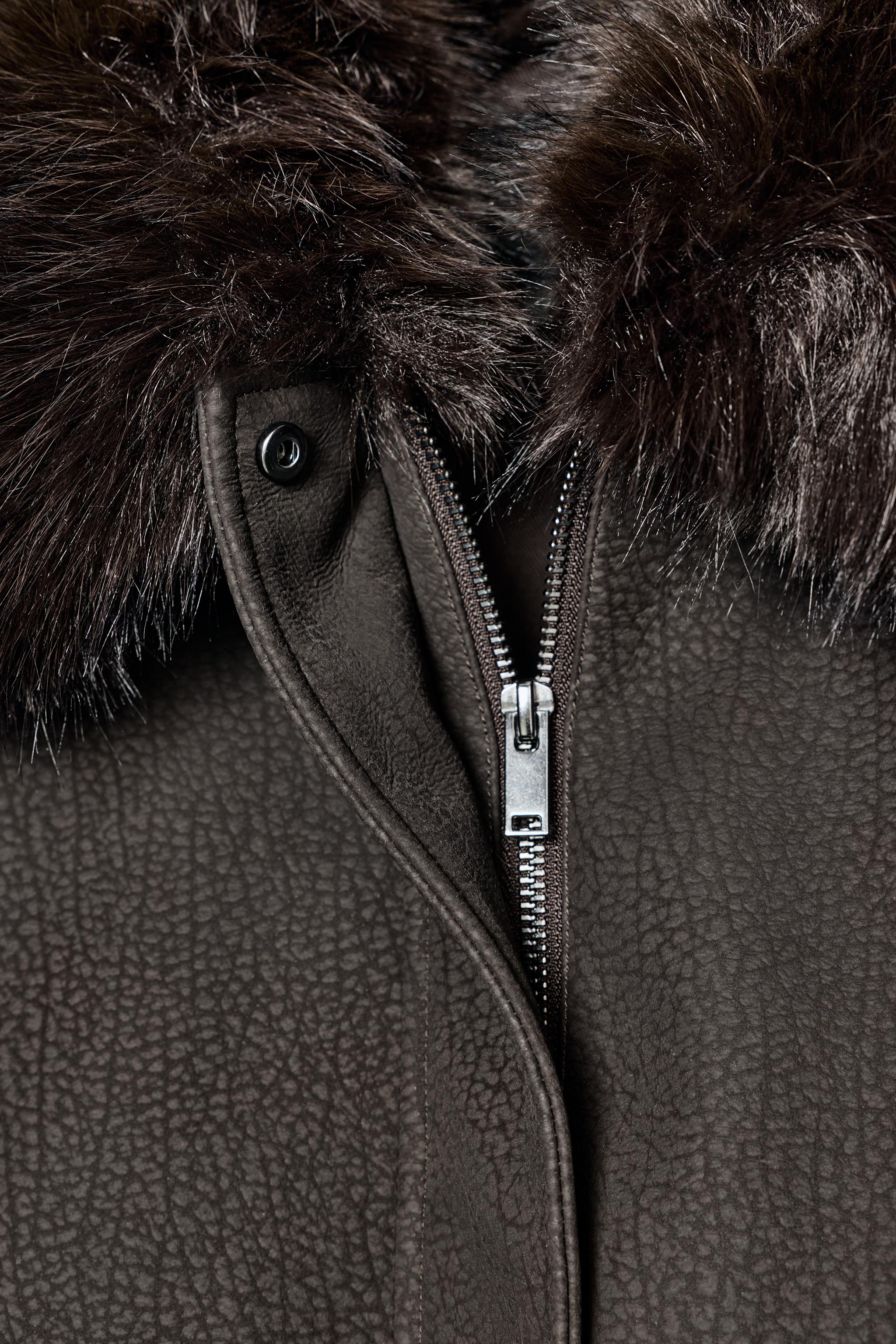 DETACHABLE COLLAR FAUX SUEDE JACKET